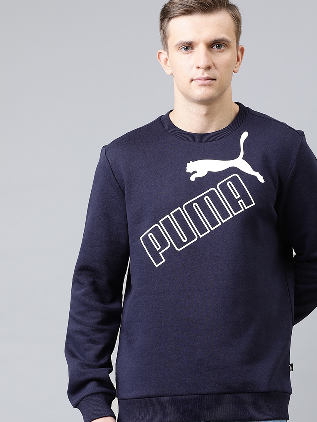 

Puma Men Navy Blue BIG LOGO Printed Sweatshirt