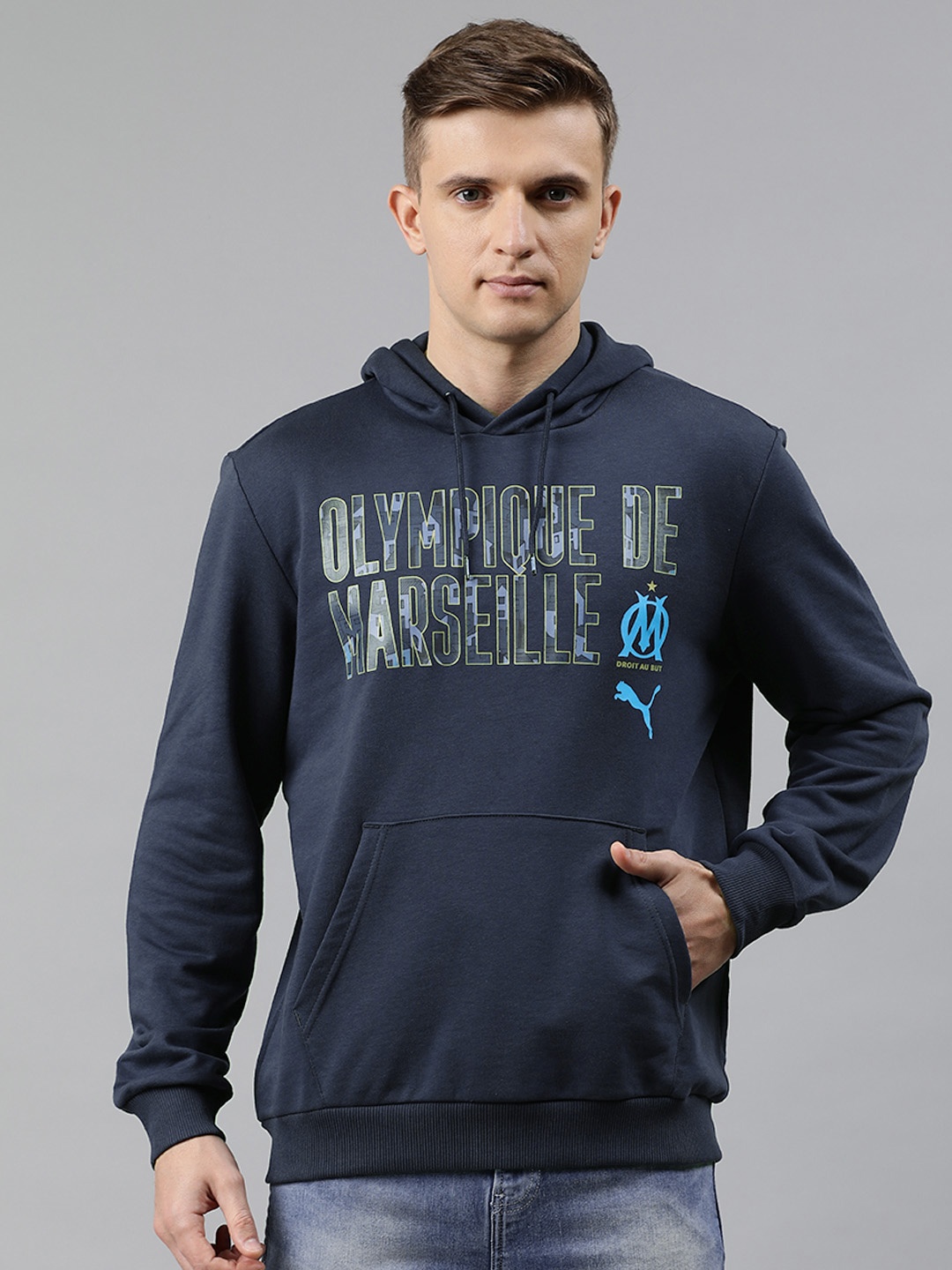 

Puma Men Teal Olympique De Marseille ftblCORE Wording Football Hoodie