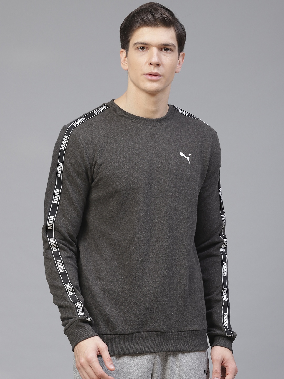 

Puma Men Charcoal Grey Tape Crew Neck Solid Sweatshirt