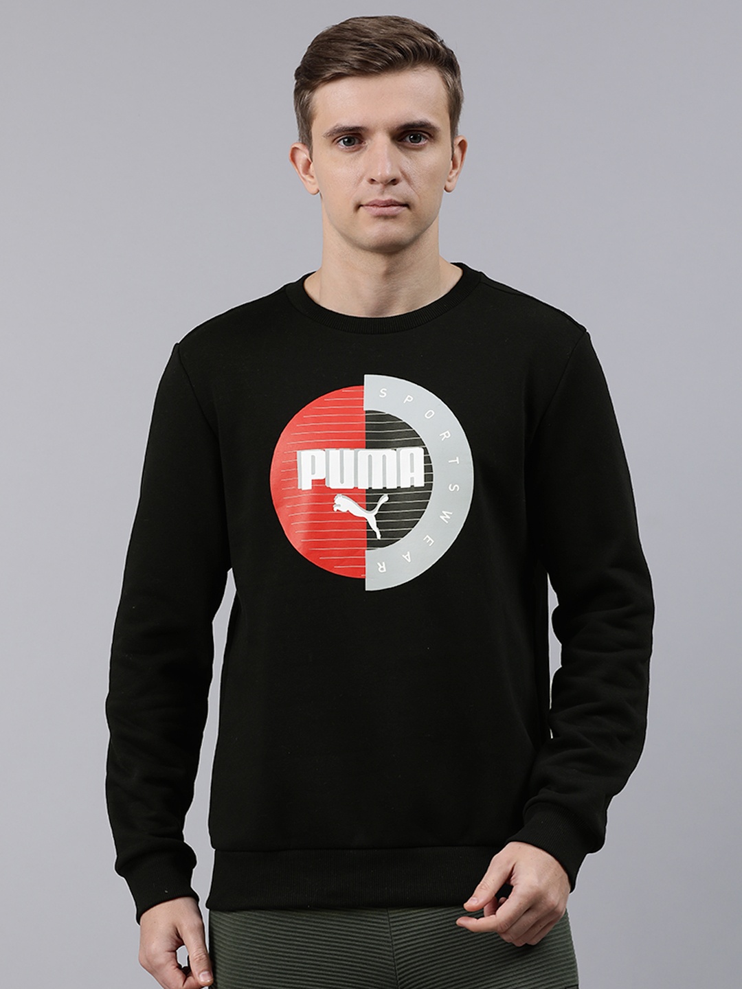 

Puma Men Black & White Printed Sweatshirt