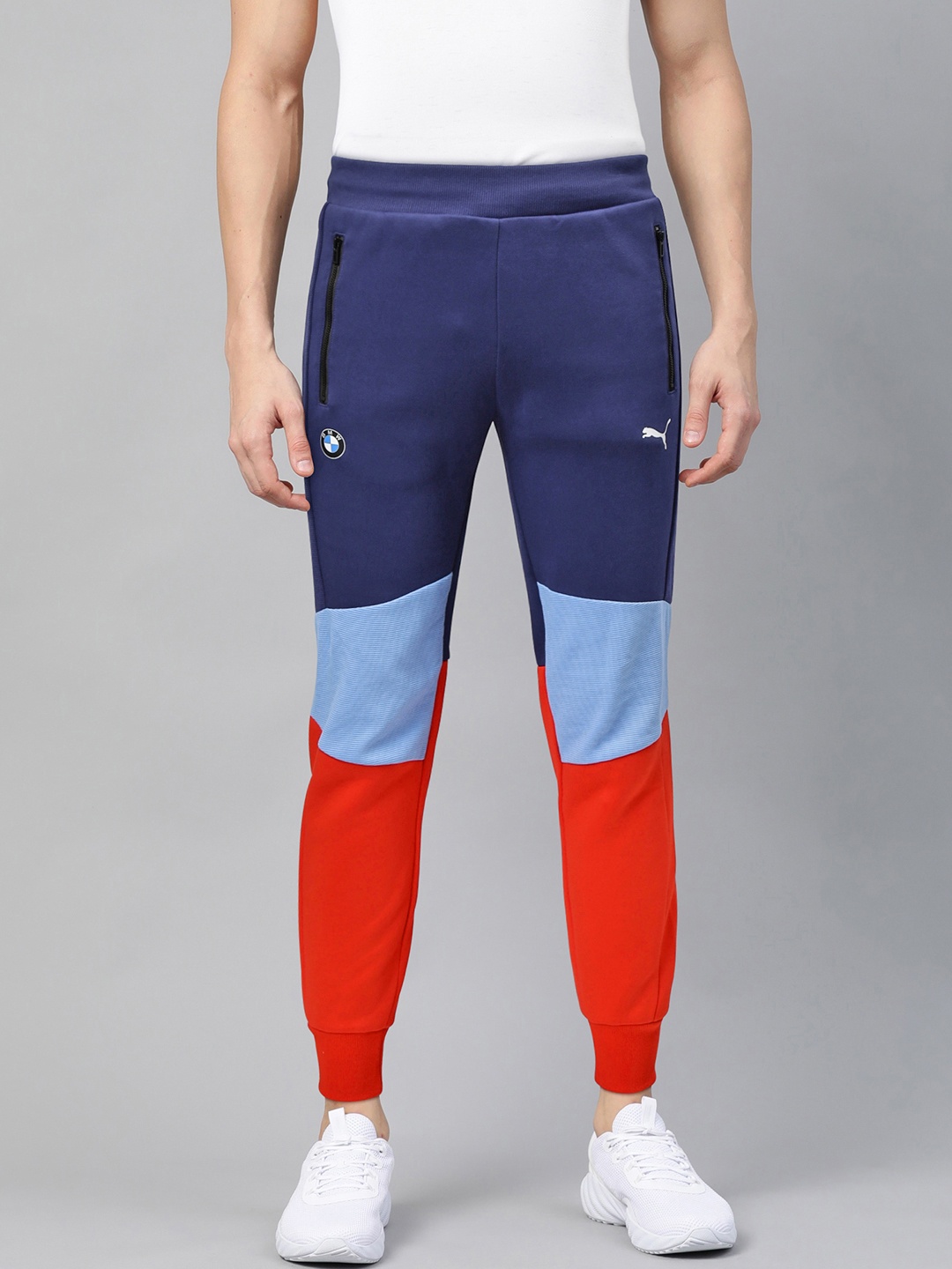 

PUMA Motorsport Men Blue & Red Colourblocked Slim Fit BMW Motorsports Track Pants