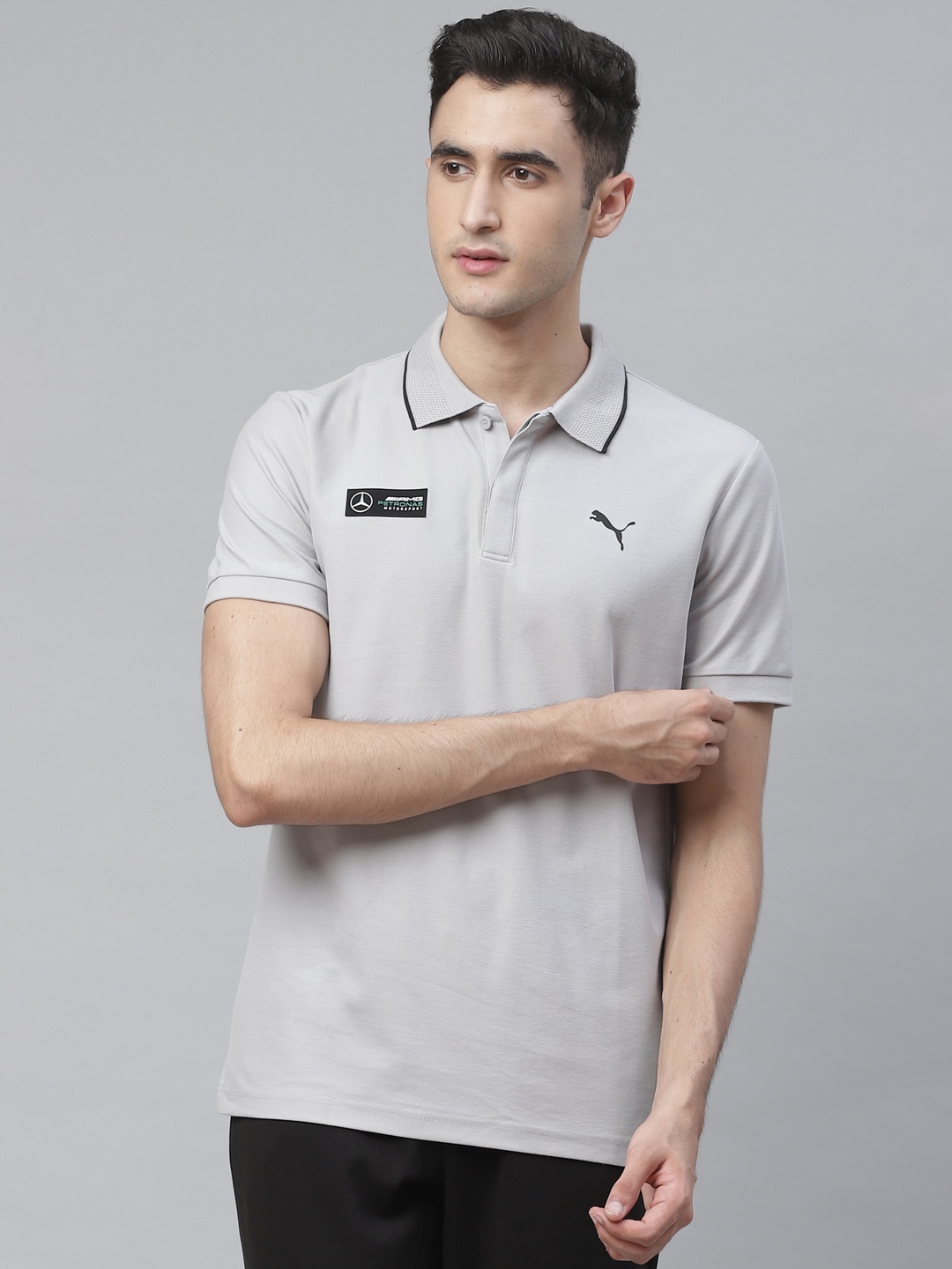 

PUMA Motorsport Men Grey MAPM Polo Collar Solid Pure Cotton MSP T-shirt