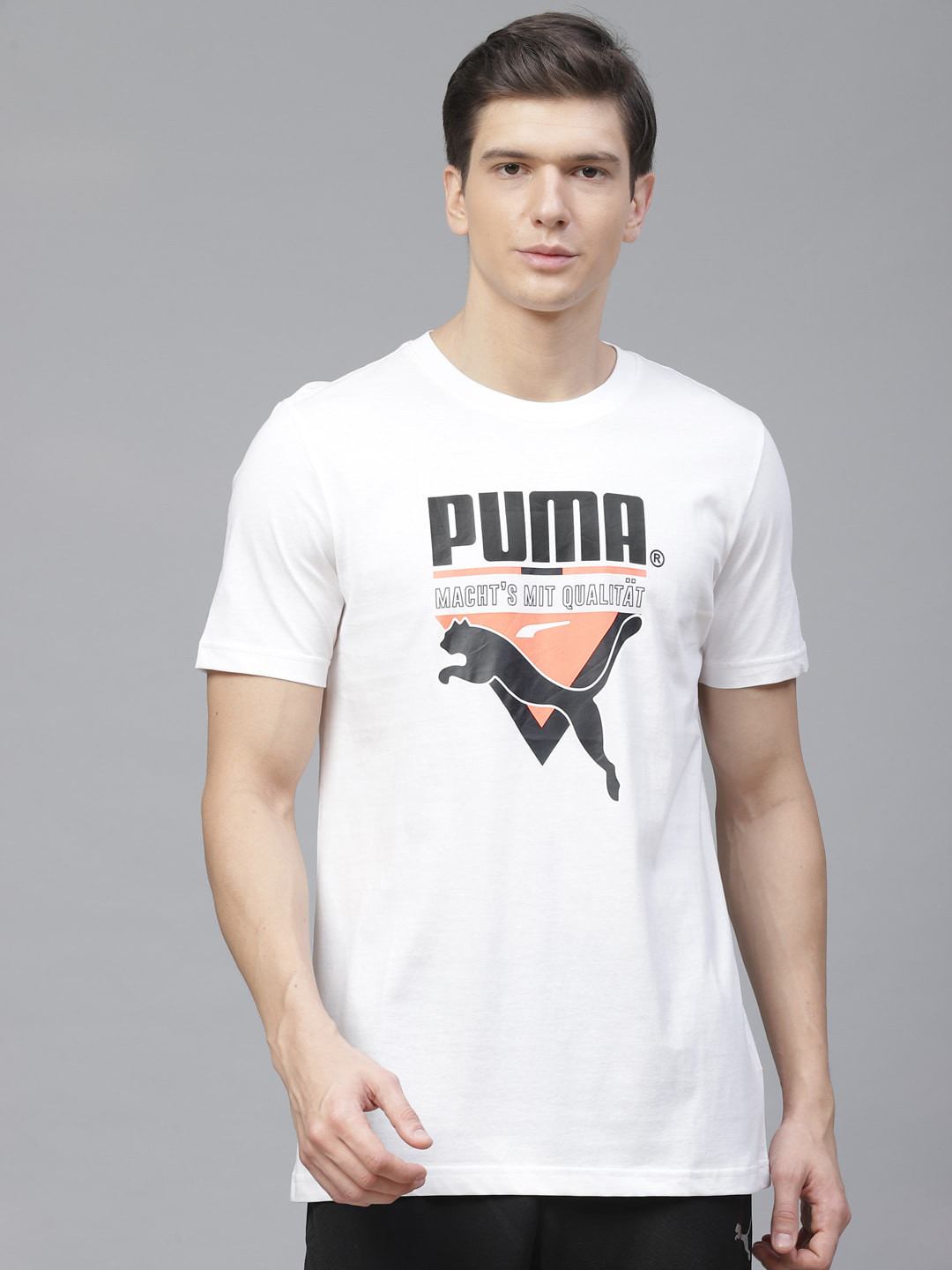 

Puma Men White & Black TFS Graphic Brand Logo Printed T-shirt