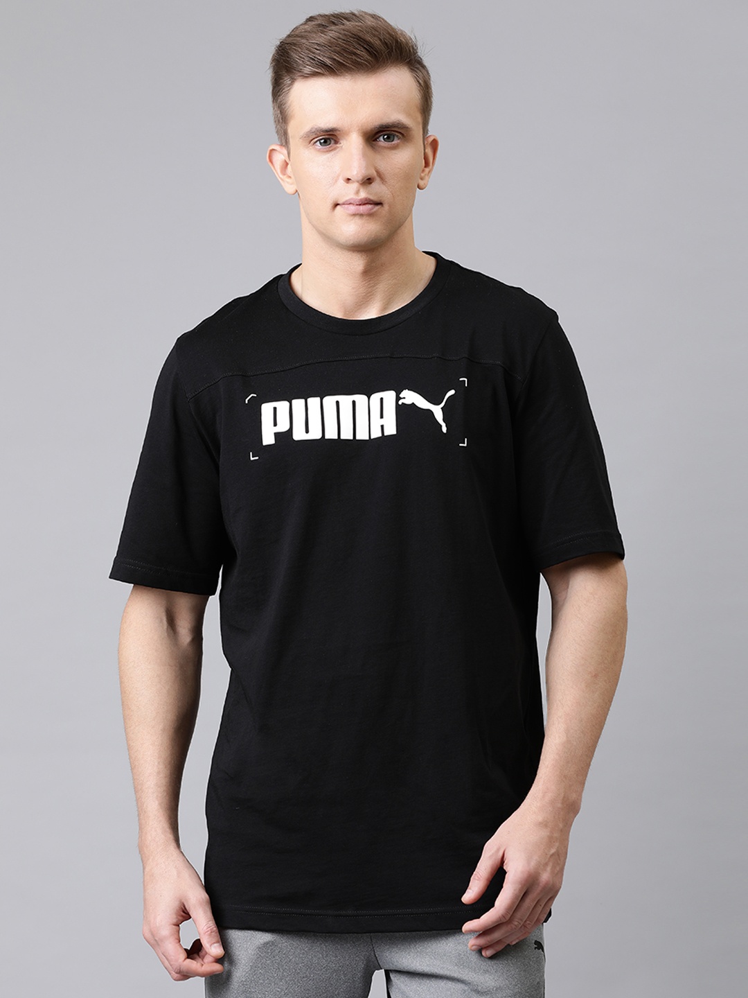 

Puma Men Black Printed NU-TILITY Graphic Loose Round Neck Pure Cotton T-shirt