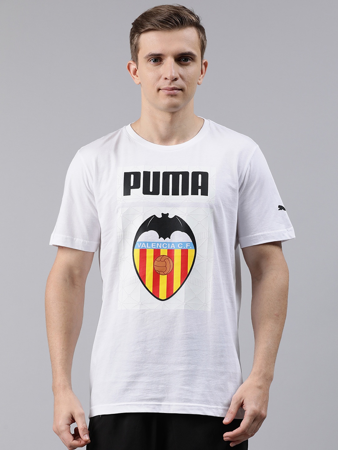 

Puma Men White Printed VCF ftblCORE Round Neck Pure Cotton T-shirt