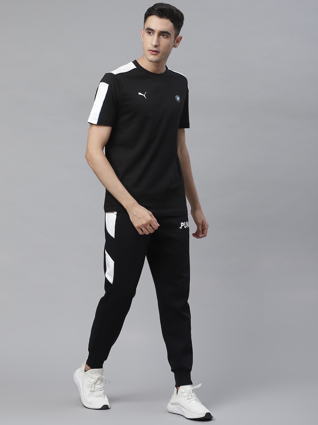 

PUMA Motorsport Men Black BMW Motor Sport T7 Solid Pure Cotton Motorsports T-shirt