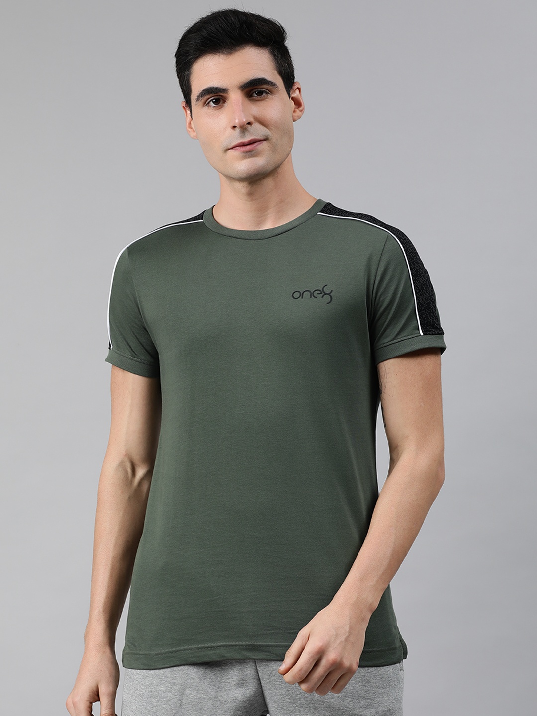 

one8 x PUMA Men Olive Green Printed Round Neck VK Ms Stylised Pure Cotton T-shirt