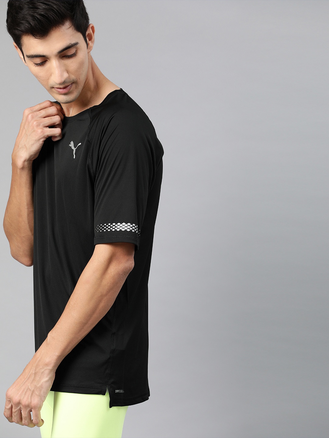 

Puma Men Black Solid Round Neck Runner ID SS T-shirt