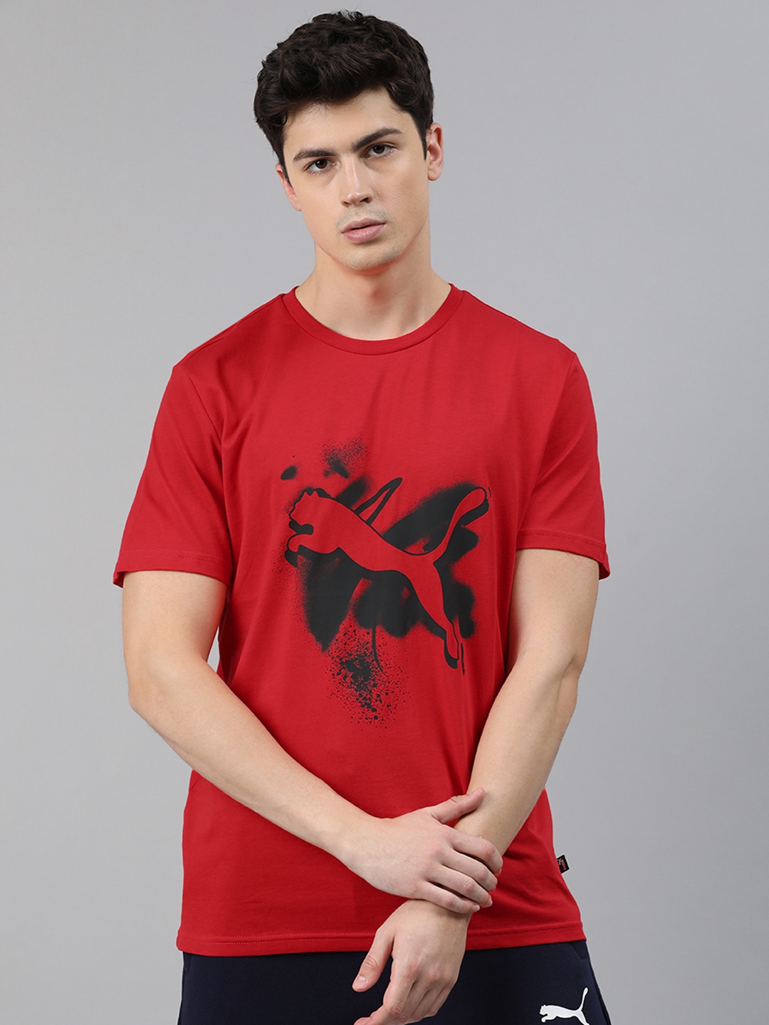 

Puma Men Red Printed Round Neck Cat BasicPure Cotton T-shirt