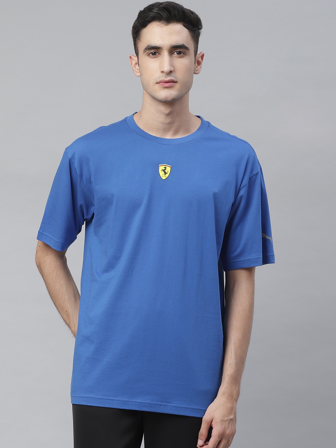 

PUMA Motorsport Men Blue Scuderia Ferrari Race Street Back Printed Pure Cotton Motorsport T-shirt