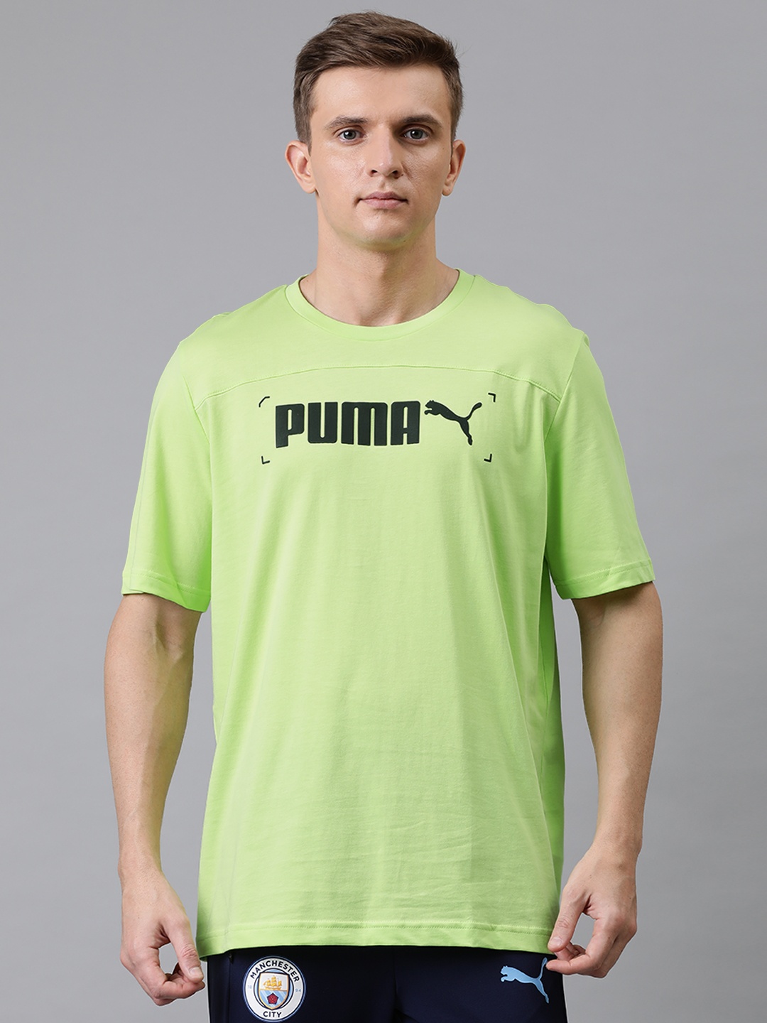 

Puma Men Green Loose Fit Brand Logo Printed NU-TILITY Round Neck T-shirt