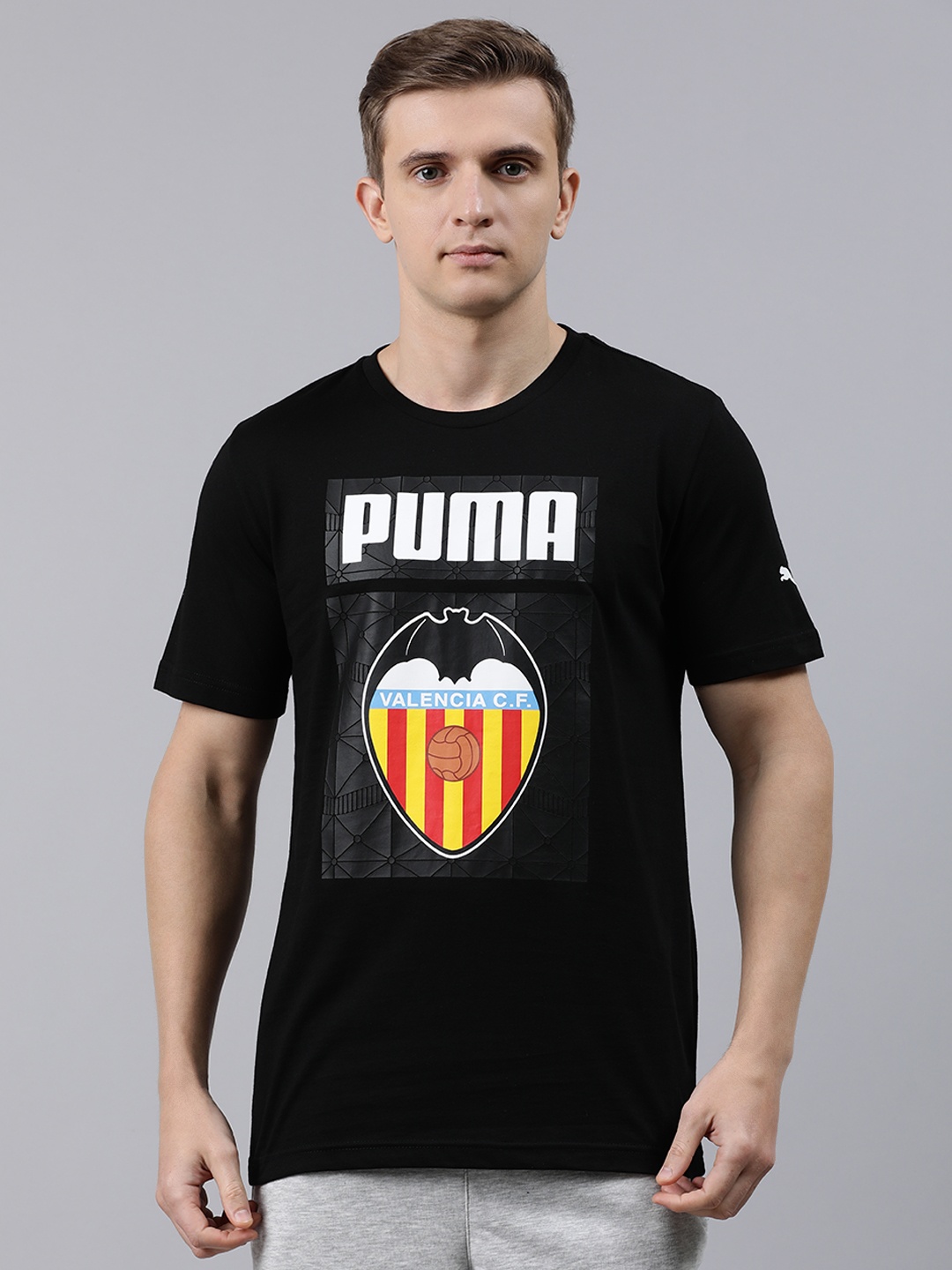 

Puma Men Black VCF ftblCORE Graphic Printed Round Neck Pure Cotton T-shirt