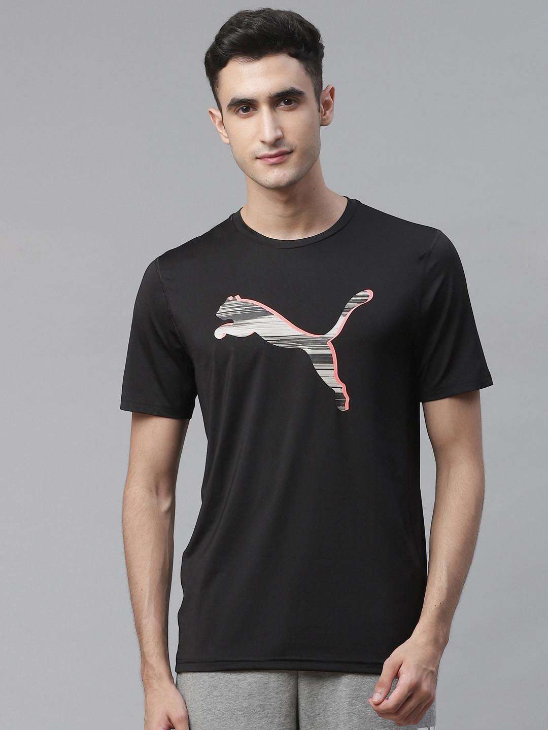 

one8 x PUMA Men Black Virat Kohli Ms Active I Brand Logo Printed T-shirt