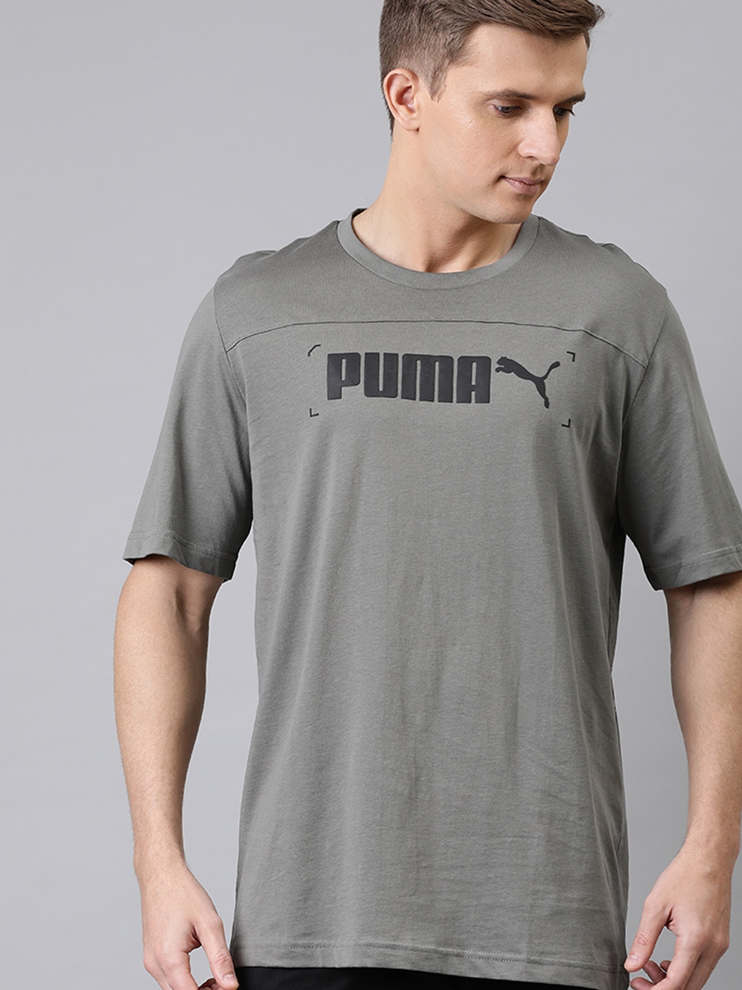 

Puma Men Grey Printed NU-TILITY Graphic Round Neck Boxy Pure Cotton T-shirt