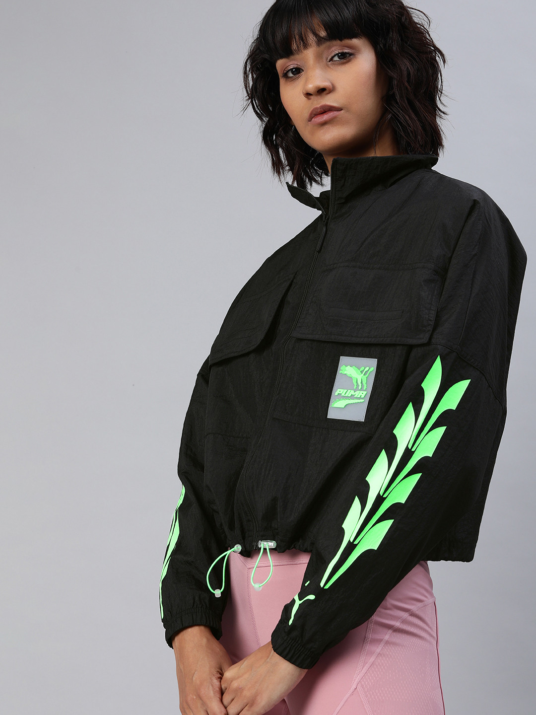 

Puma Women Black Solid Evide Track Tailored Jacket with Print Detail