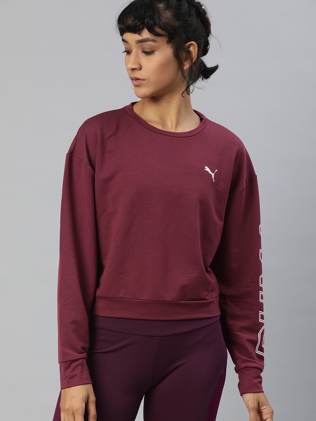

Puma Women Burgundy Printed Modern Sports Crew Sweatshirt