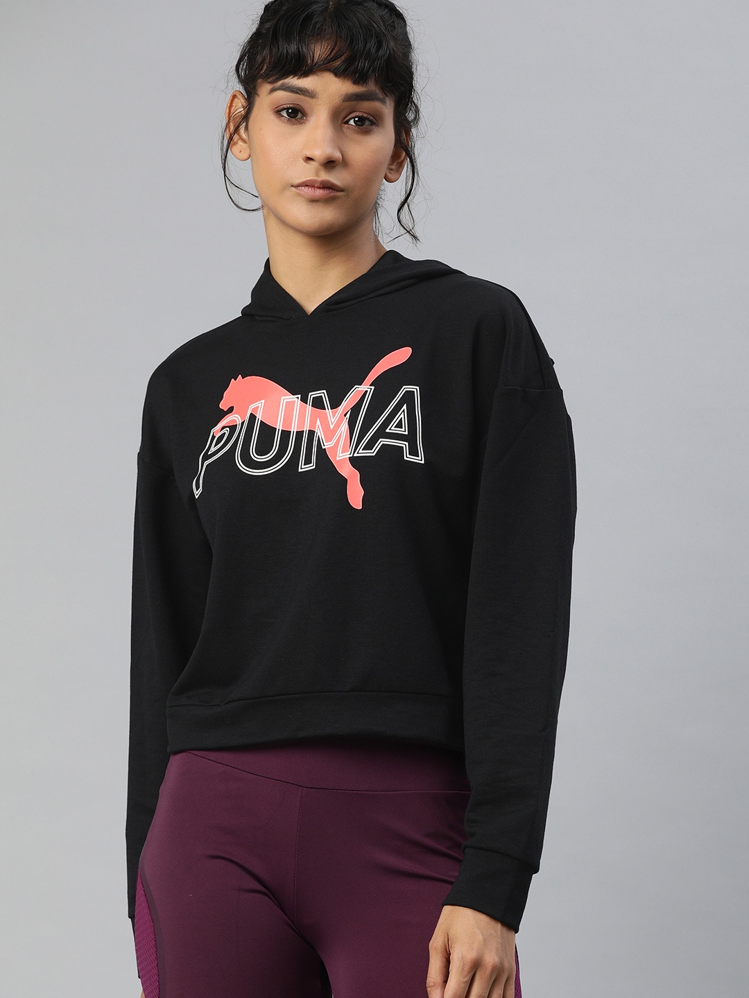 

Puma Women Black Printed Modern Sports Hooded Sweatshirt