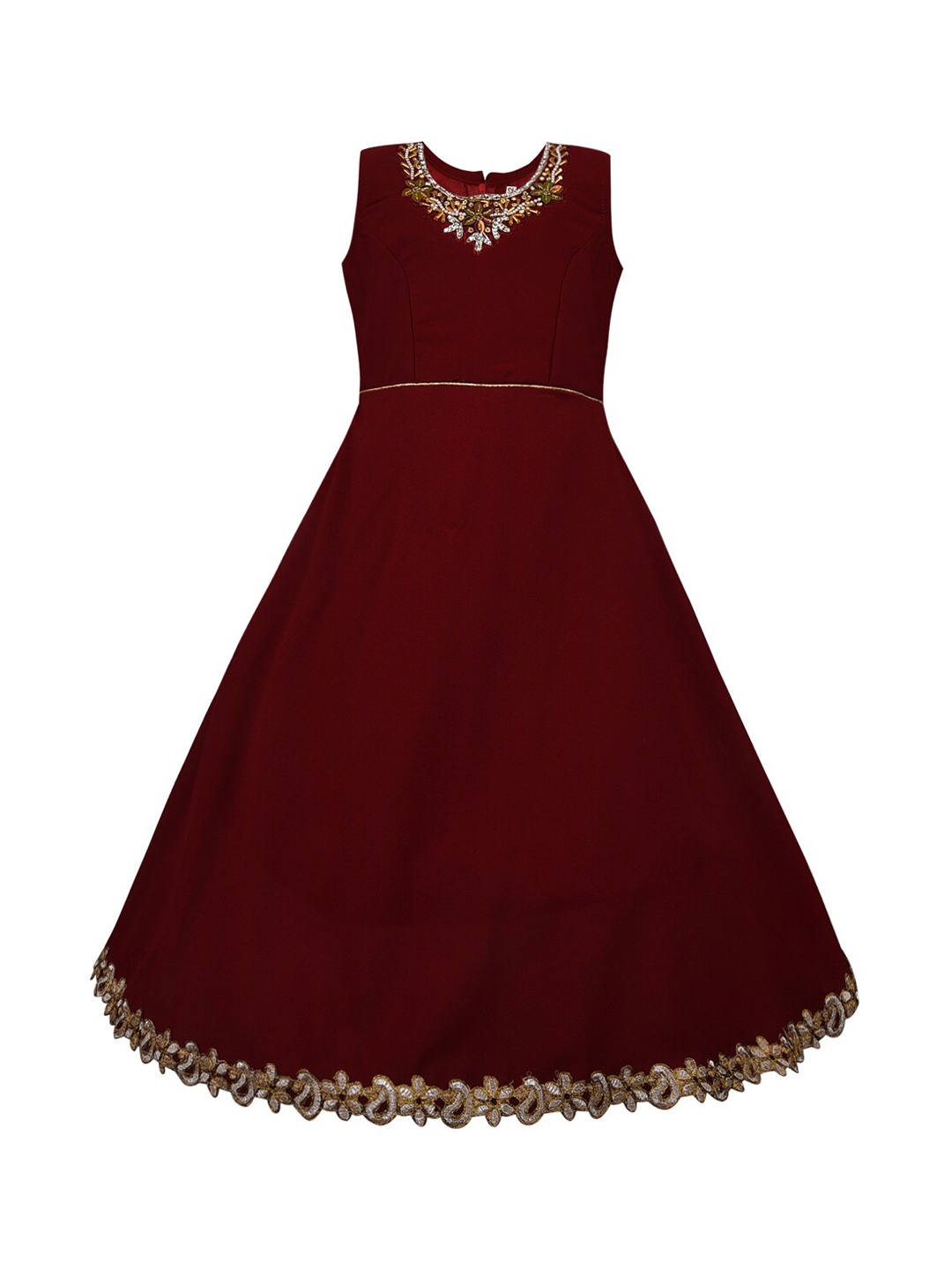 

Wish Karo Girls Maroon Embellished Maxi Dress