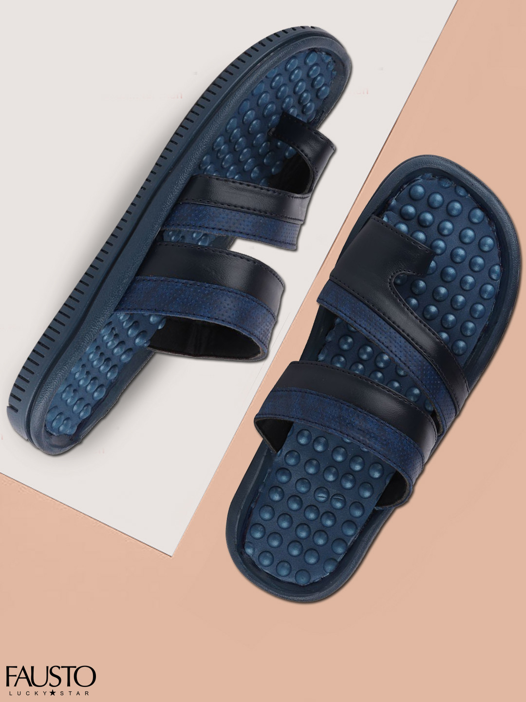 

FAUSTO Men Navy Blue Comfort Sandals