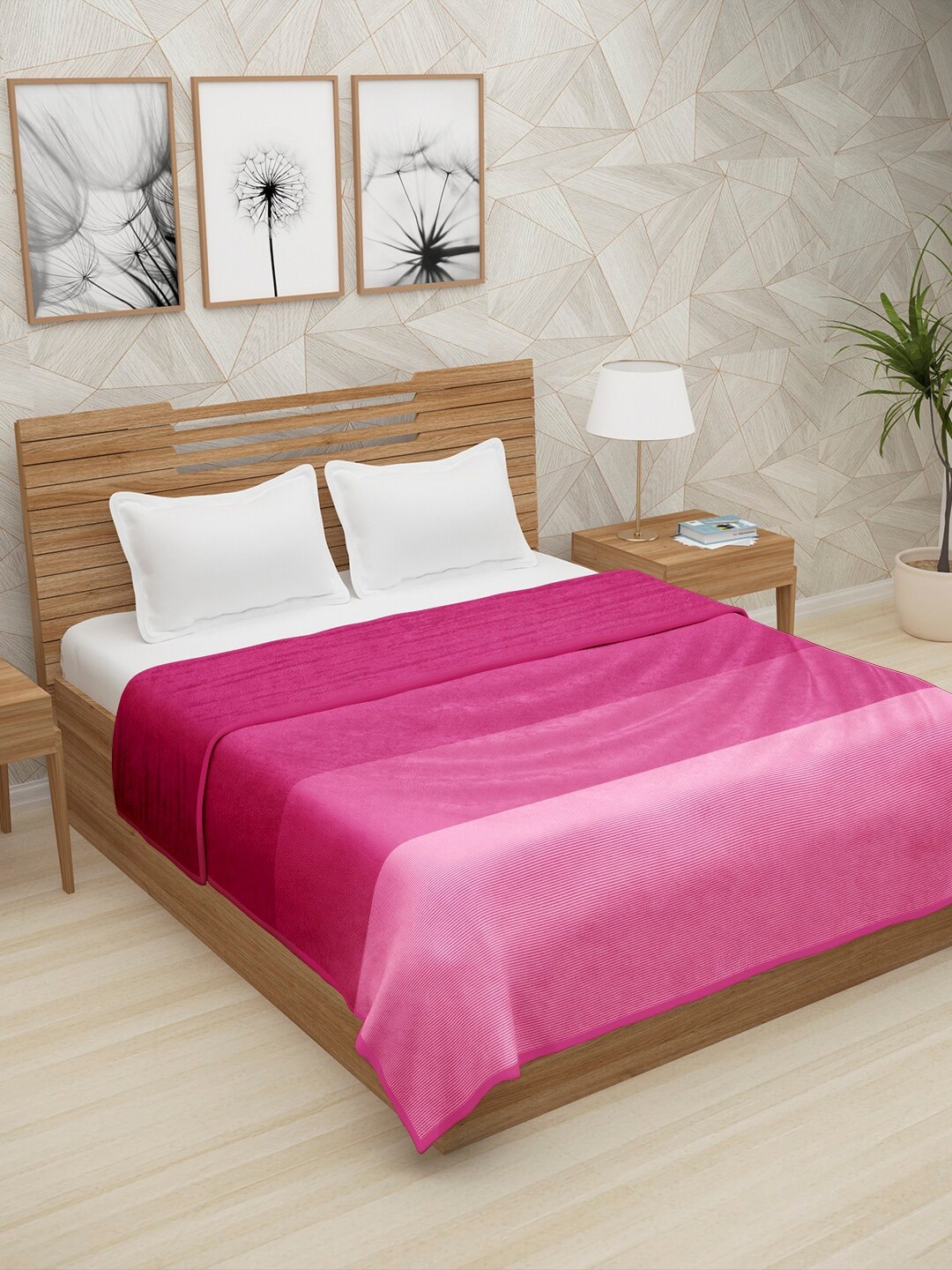 

Story@home Pink Striped AC Room 400 GSM Double Bed Blanket