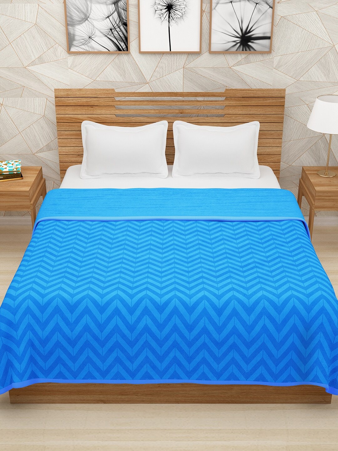 

Story@home Blue Geometric AC Room 400 GSM Double Bed Blanket