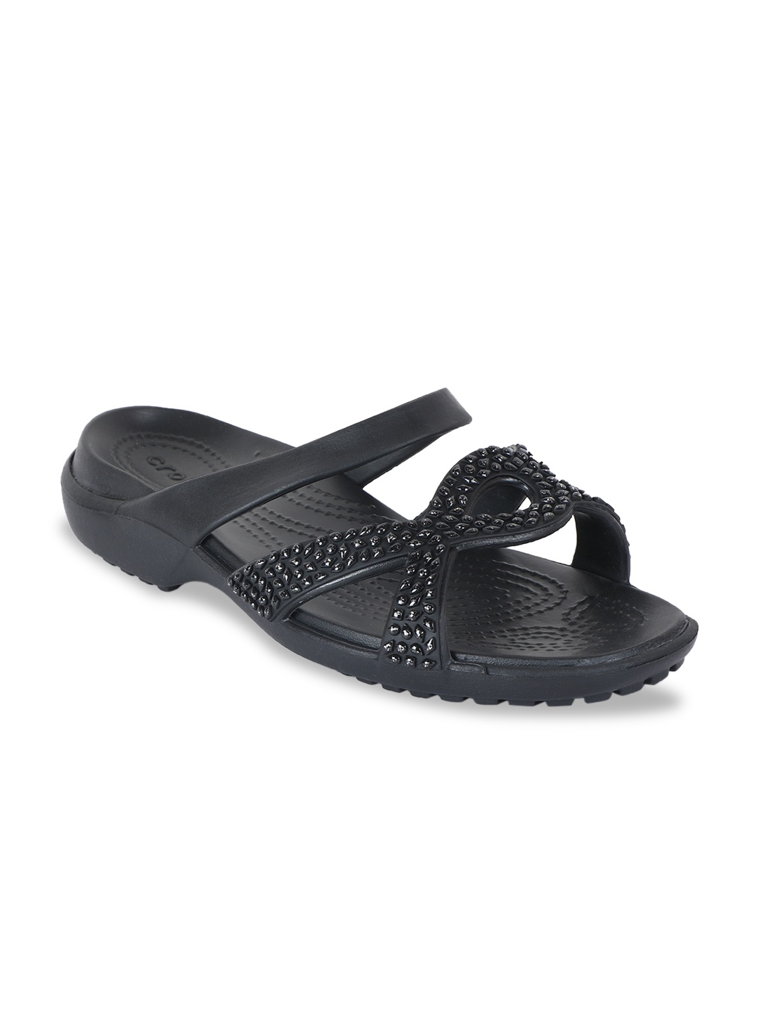 

Crocs Women Black Embellished Open Toe Flats