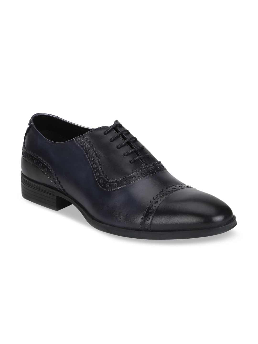 

Aditi Wasan Men Navy Blue Solid Leather Formal Oxfords