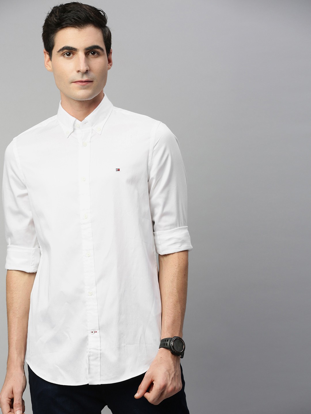 

Tommy Hilfiger Men White Slim Fit Solid Casual Shirt