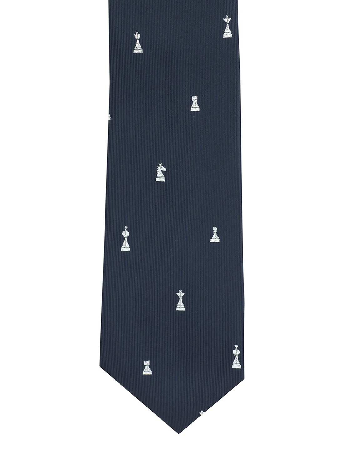 

The Tie Hub Navy Blue & White Woven Design Broad Tie