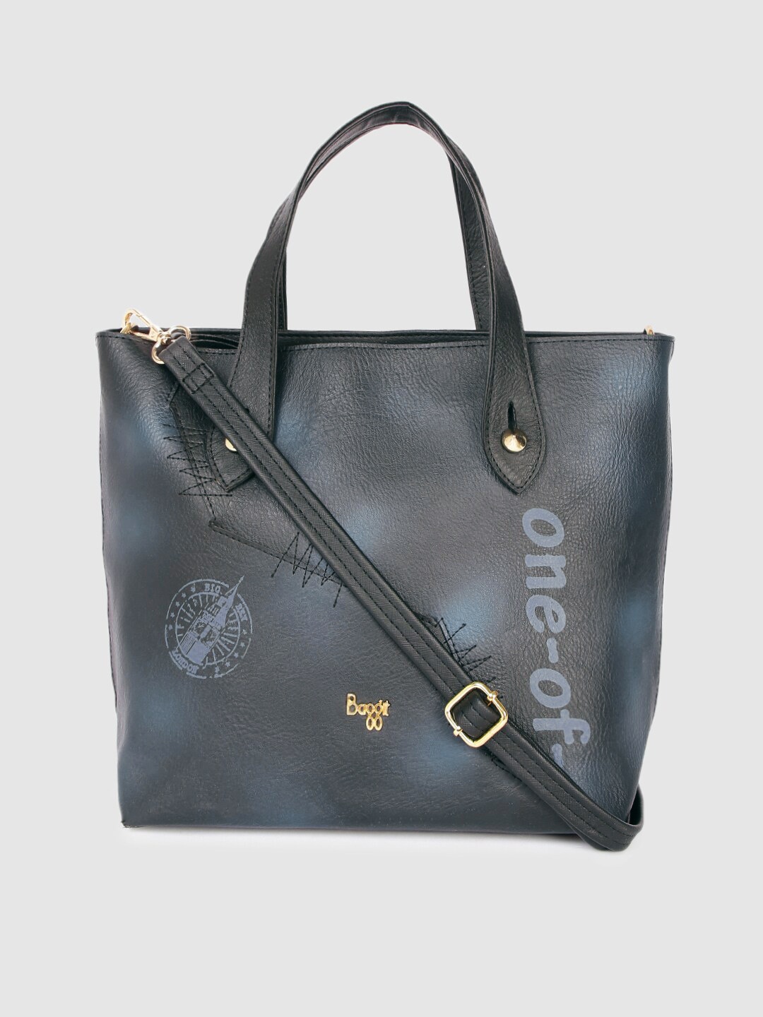 

Baggit Gunmetal-Toned Solid Handheld Bag, Metallic