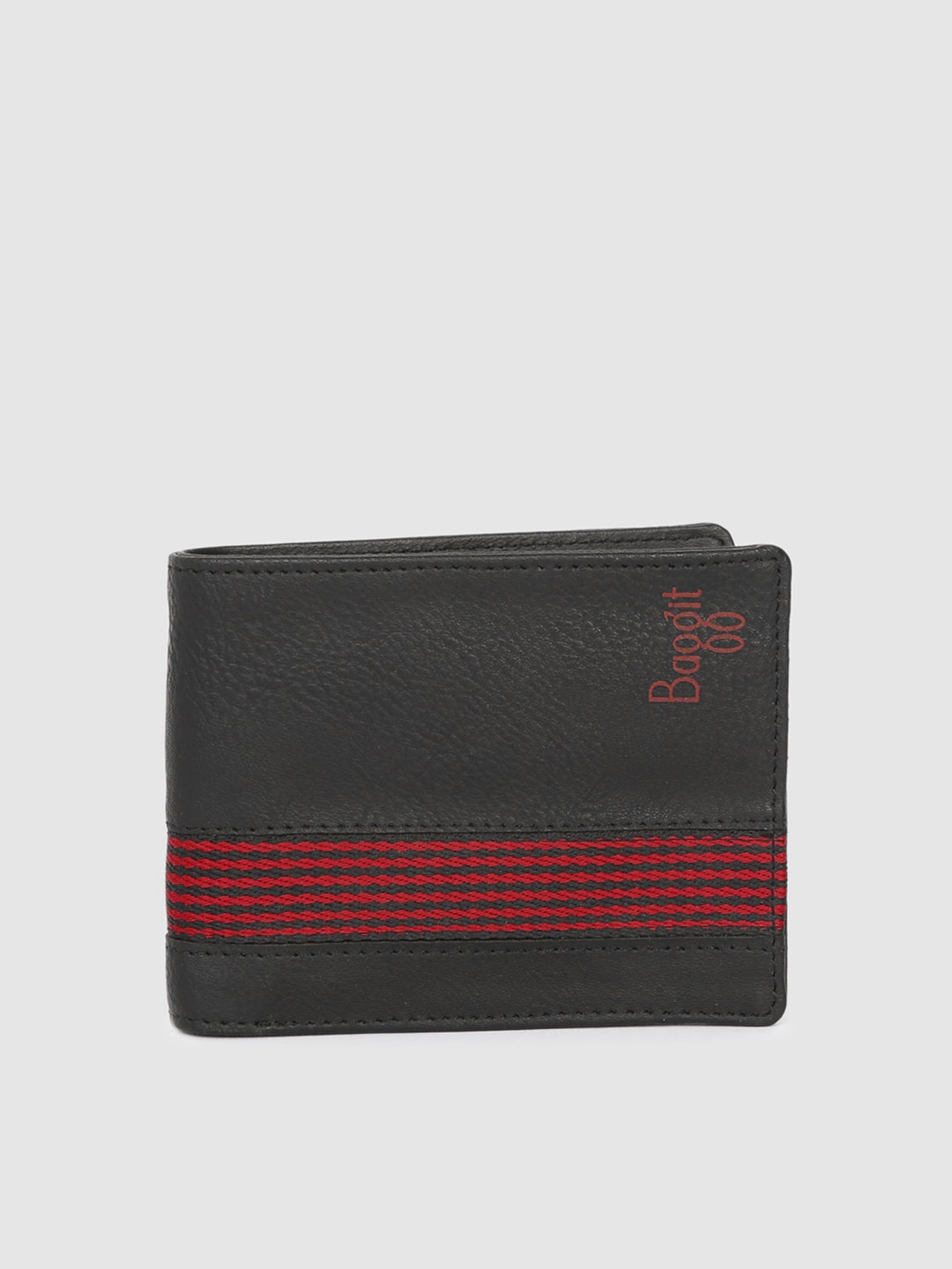 

Baggit Men Black Textured Two Fold Wallet