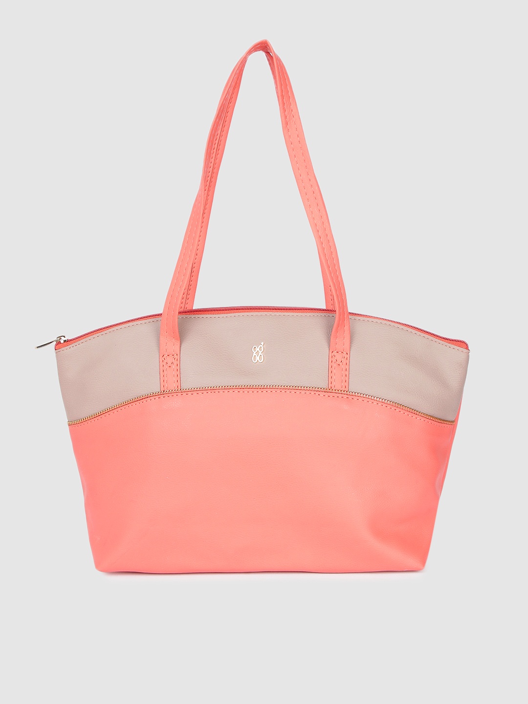 

Baggit Coral & Grey Colourblocked Shoulder Bag