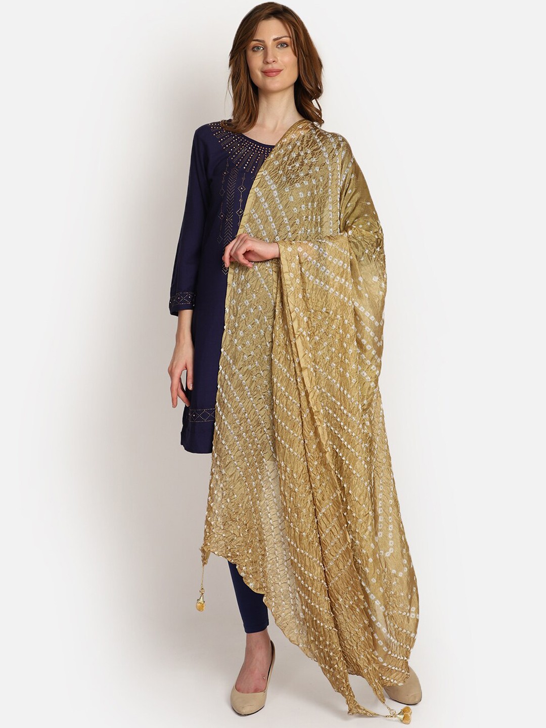 

amraoo Beige & Beige Printed Dupatta