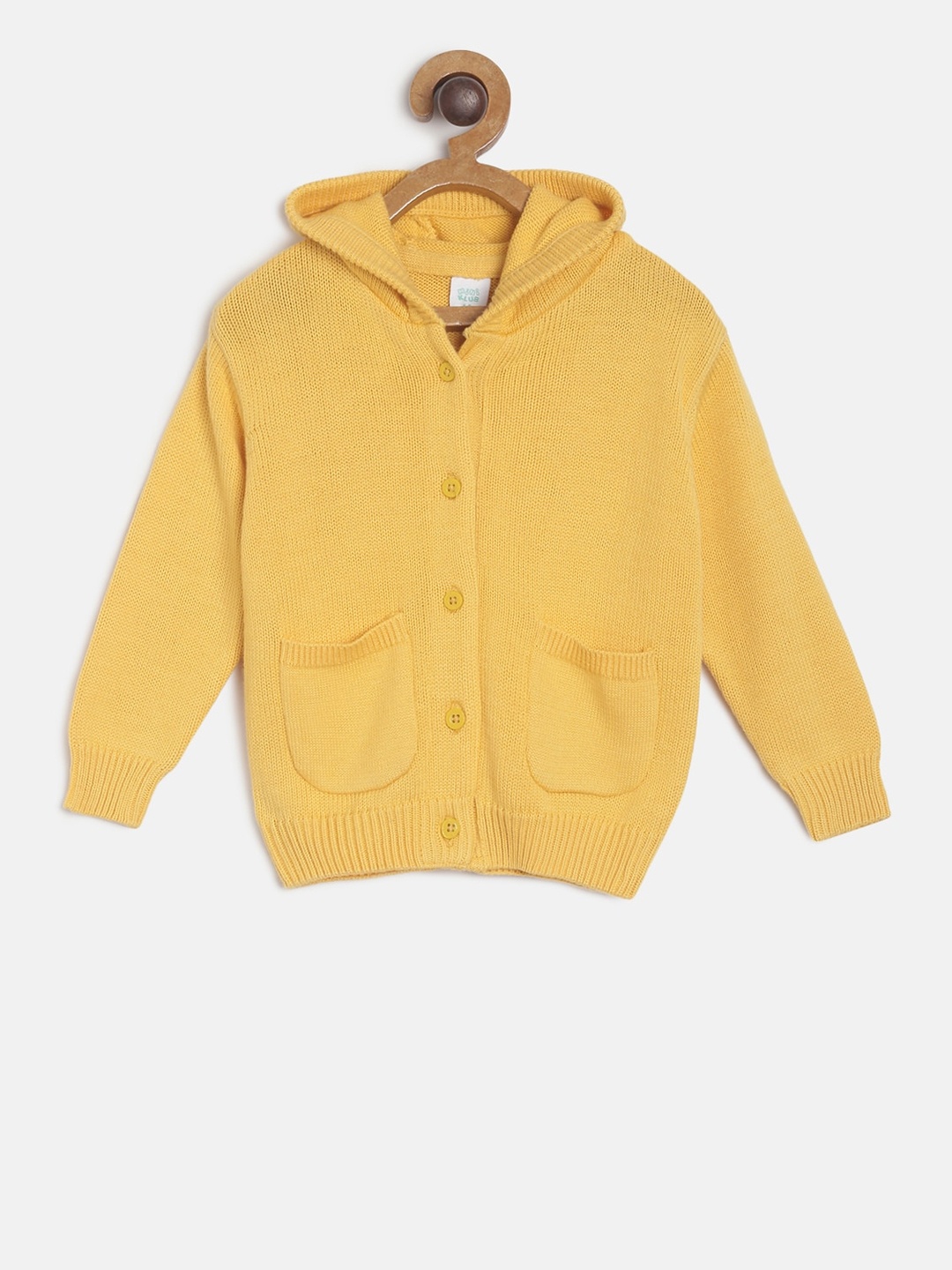 

MINI KLUB Boys Yellow Solid Front-Open Sweater