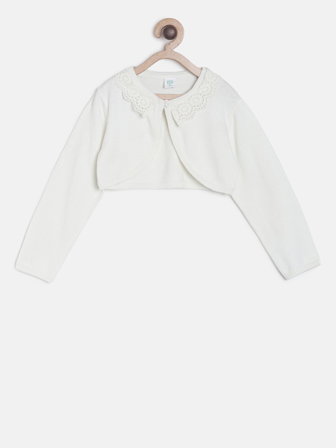

MINI KLUB Girls Off-White Solid Open Front Shrug