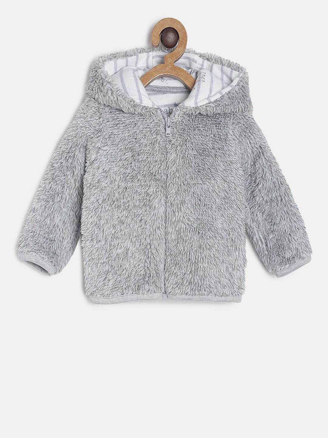 

MINI KLUB Boys Grey Self Design Lightweight Tailored Jacket