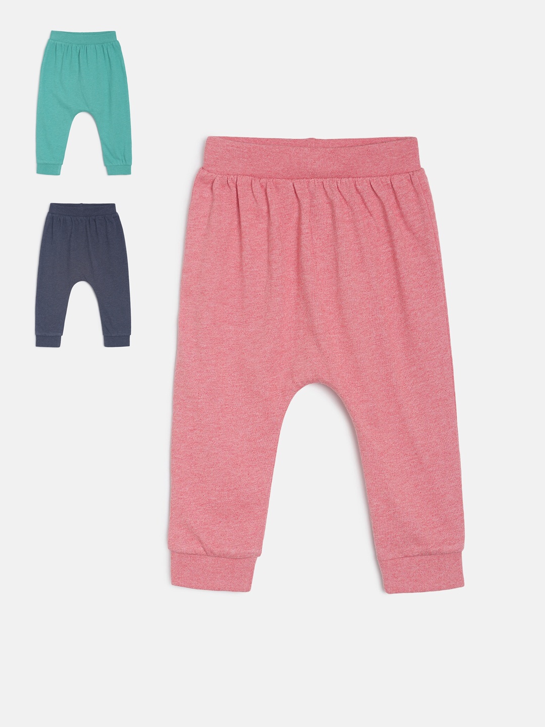 

MINI KLUB Girls Pack Of 3 Solid Joggers, Pink