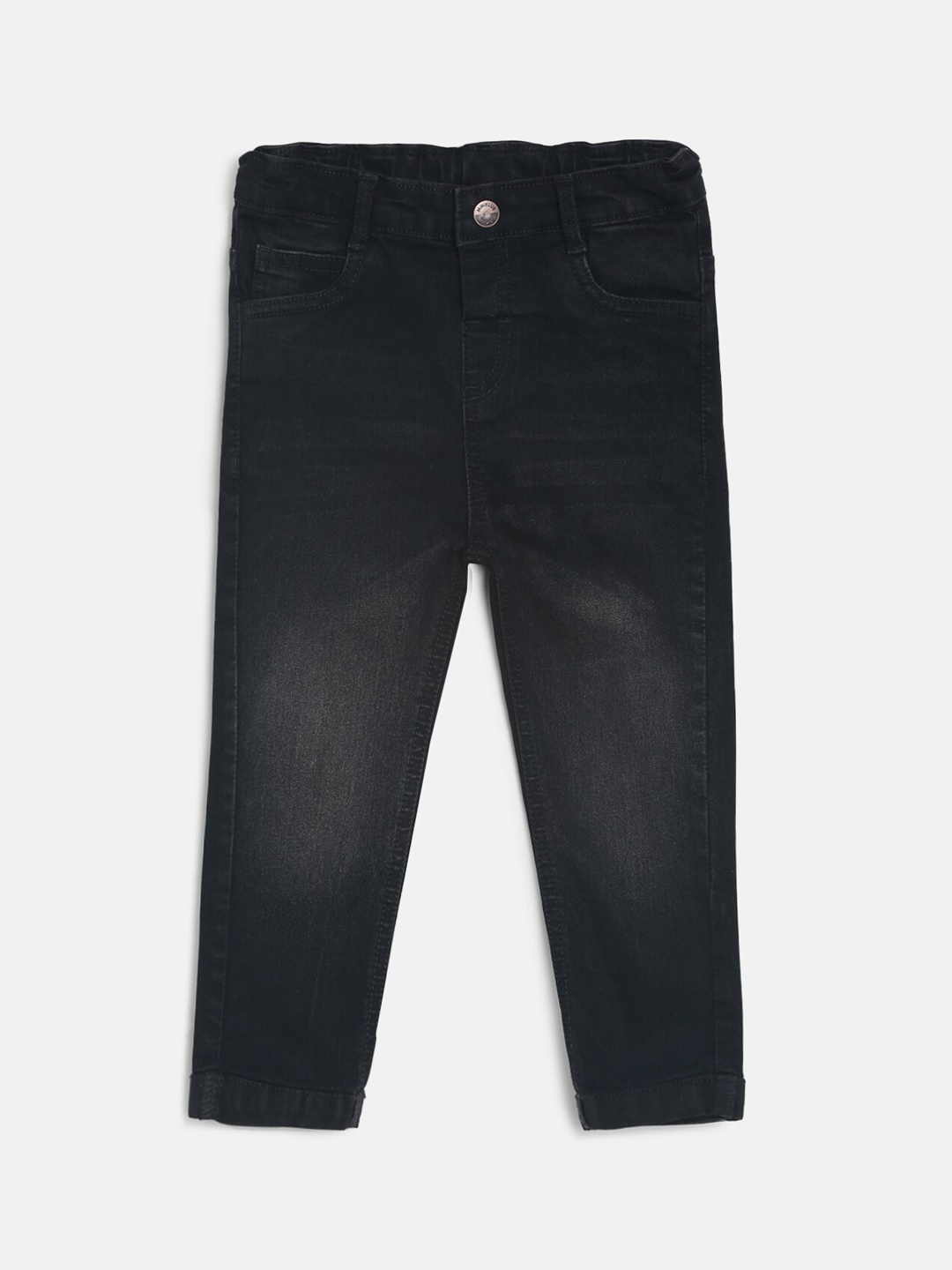 

MINI KLUB Boys Grey & Black Regular Fit Mid-Rise Low Distress Jeans