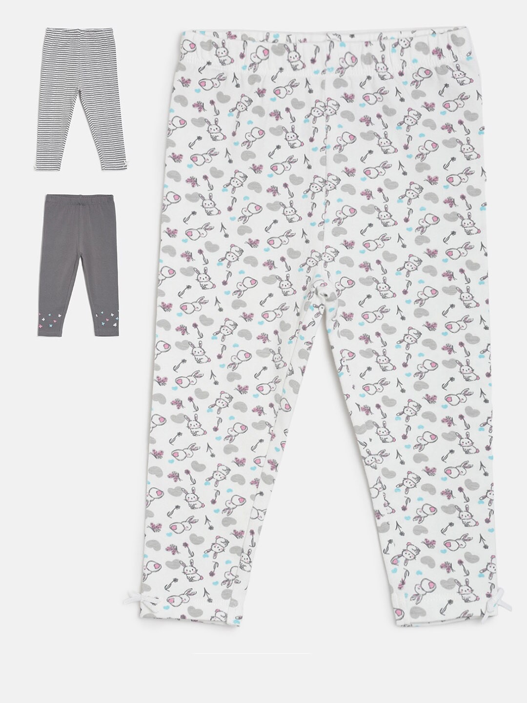 

MINI KLUB Infant Girls Pack Of 3 Lounge Pants, Grey