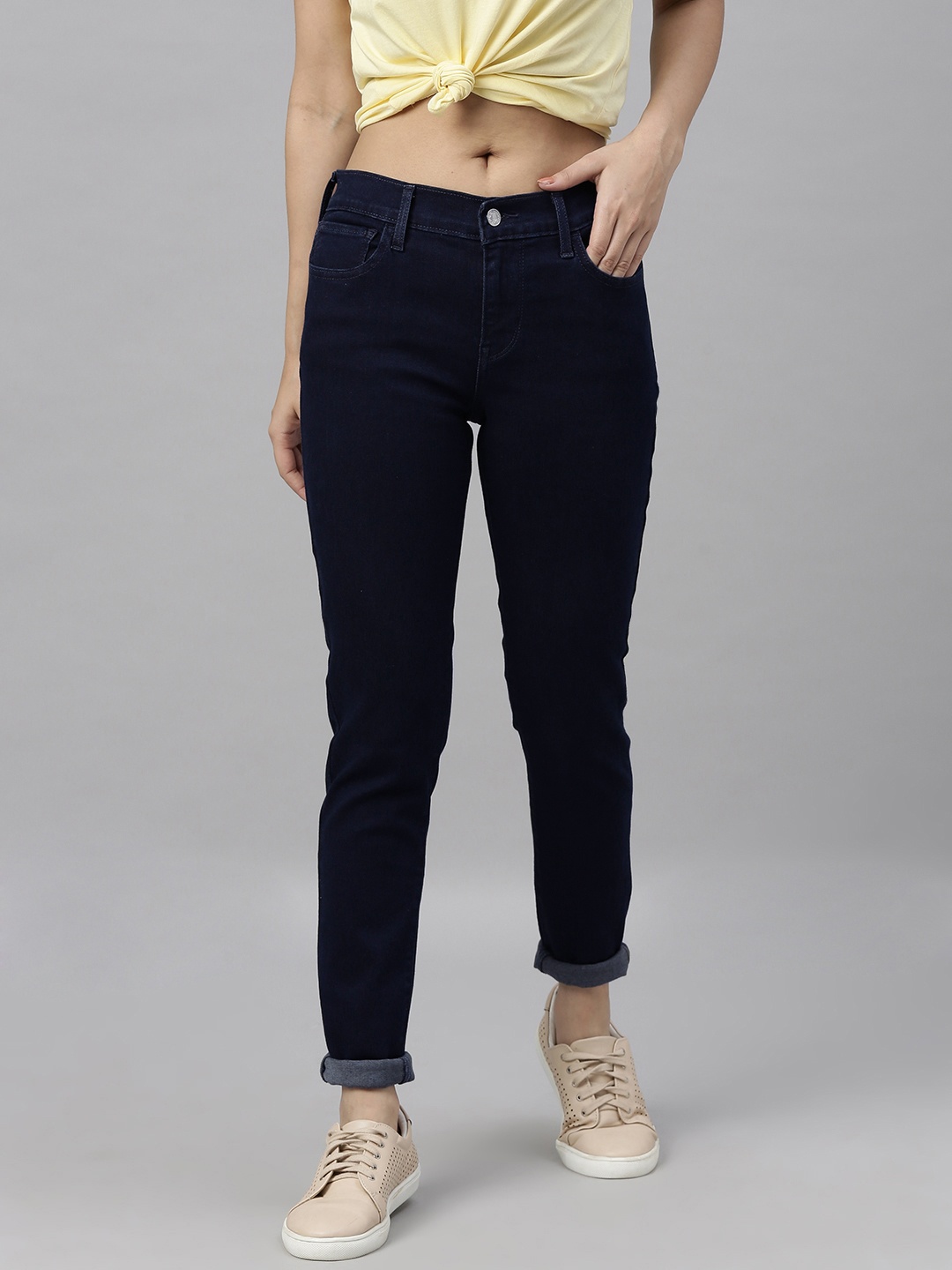 

Levis Women Blue 710 Super Skinny Fit Mid-Rise Clean Look Stretchable Sustainable Jeans