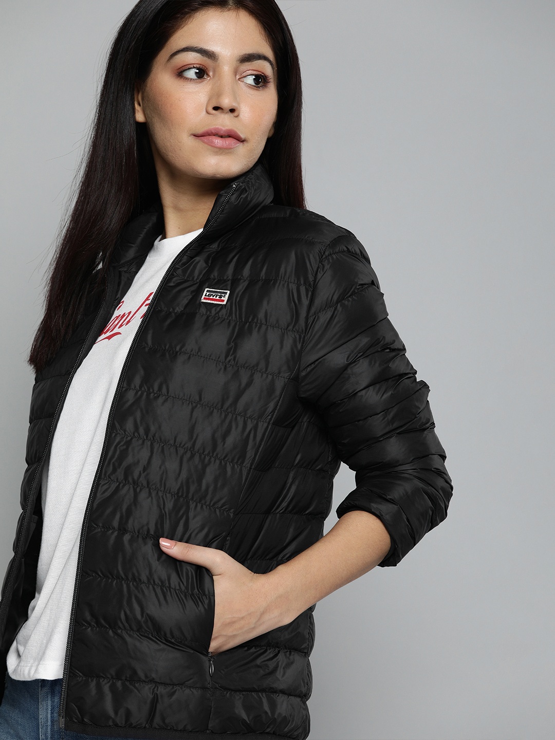 

Levis Women Black Solid Packable Puffer Jacket