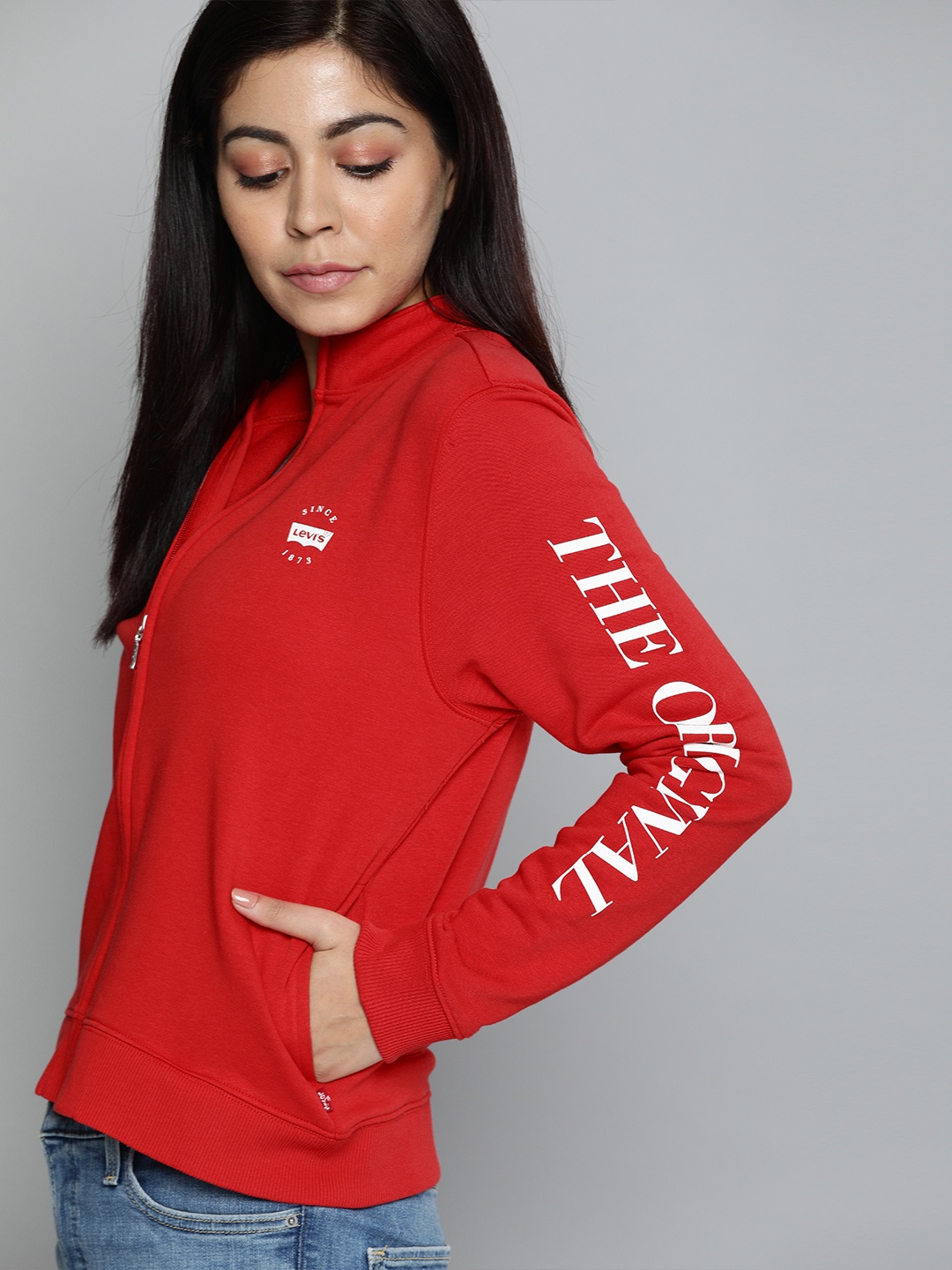 

Levis Women Red & White Printed Sweatshirt