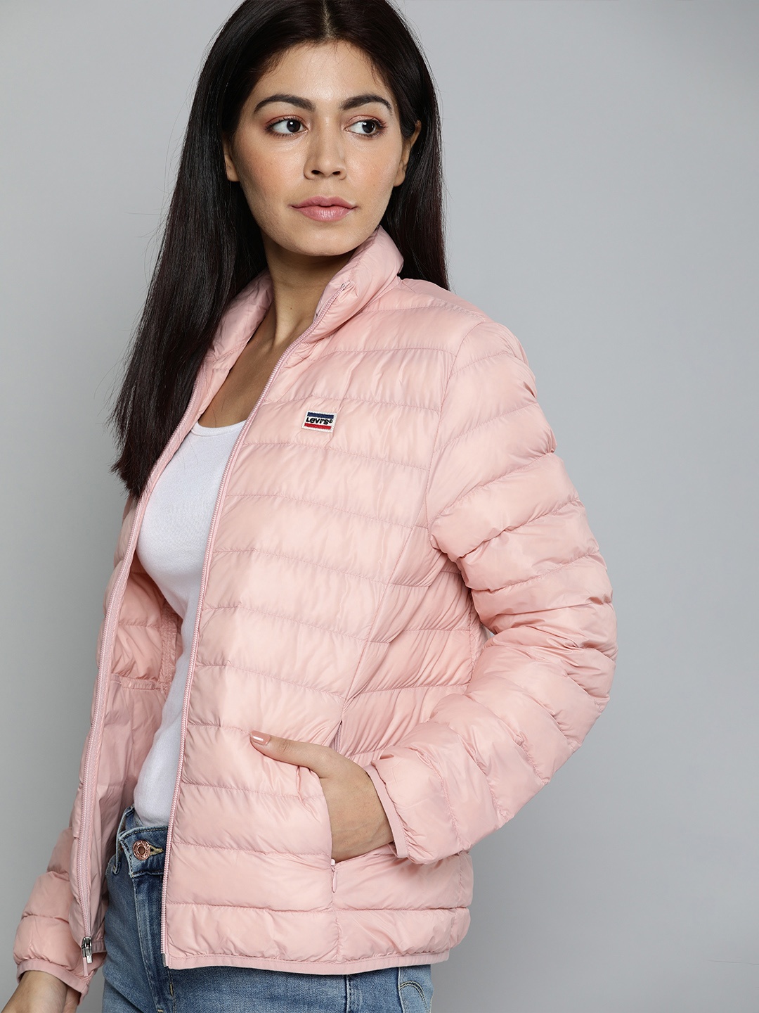 

Levis Women Pink Solid Packable Puffer Jacket