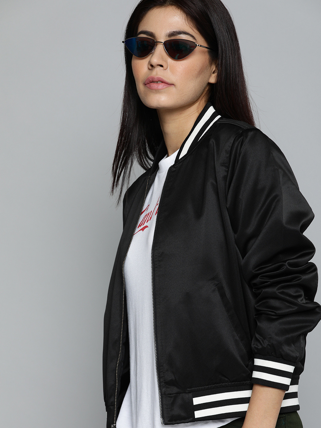

Levis Women Black Solid Bomber Jacket