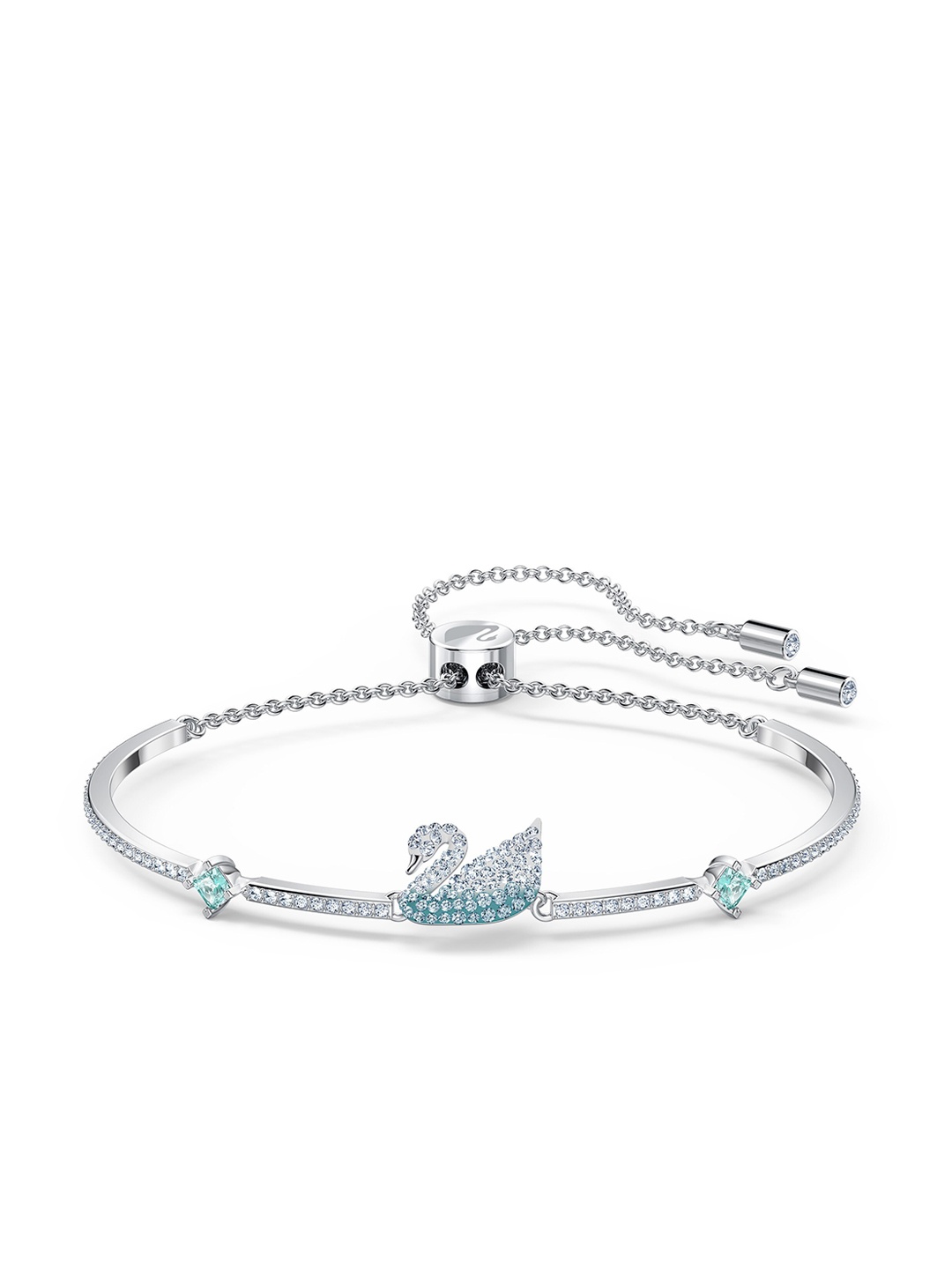 

SWAROVSKI Blue Rhodium Plated Iconic Swan Bangle