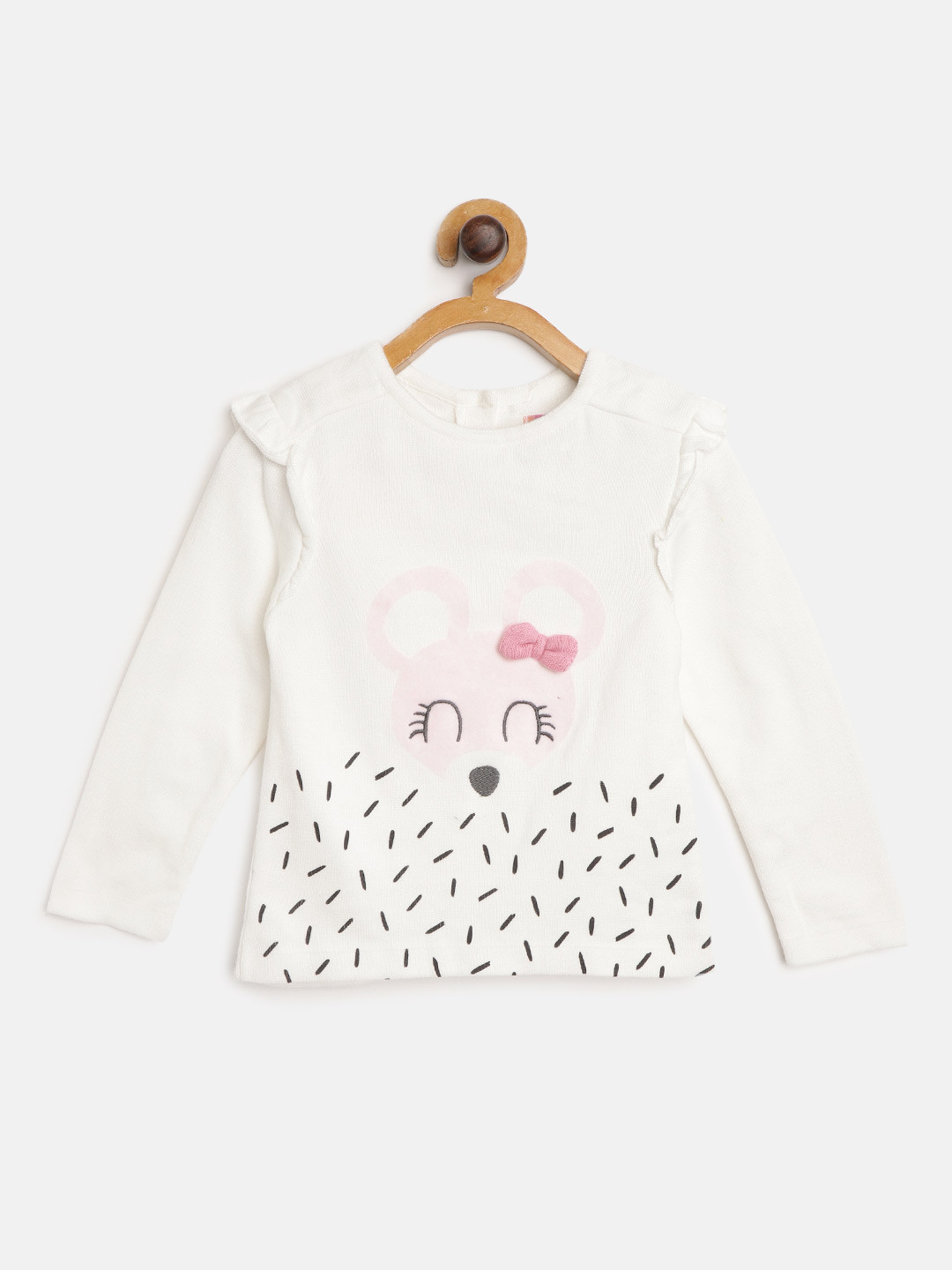 

Nauti Nati Girls White & Black Printed Pullover