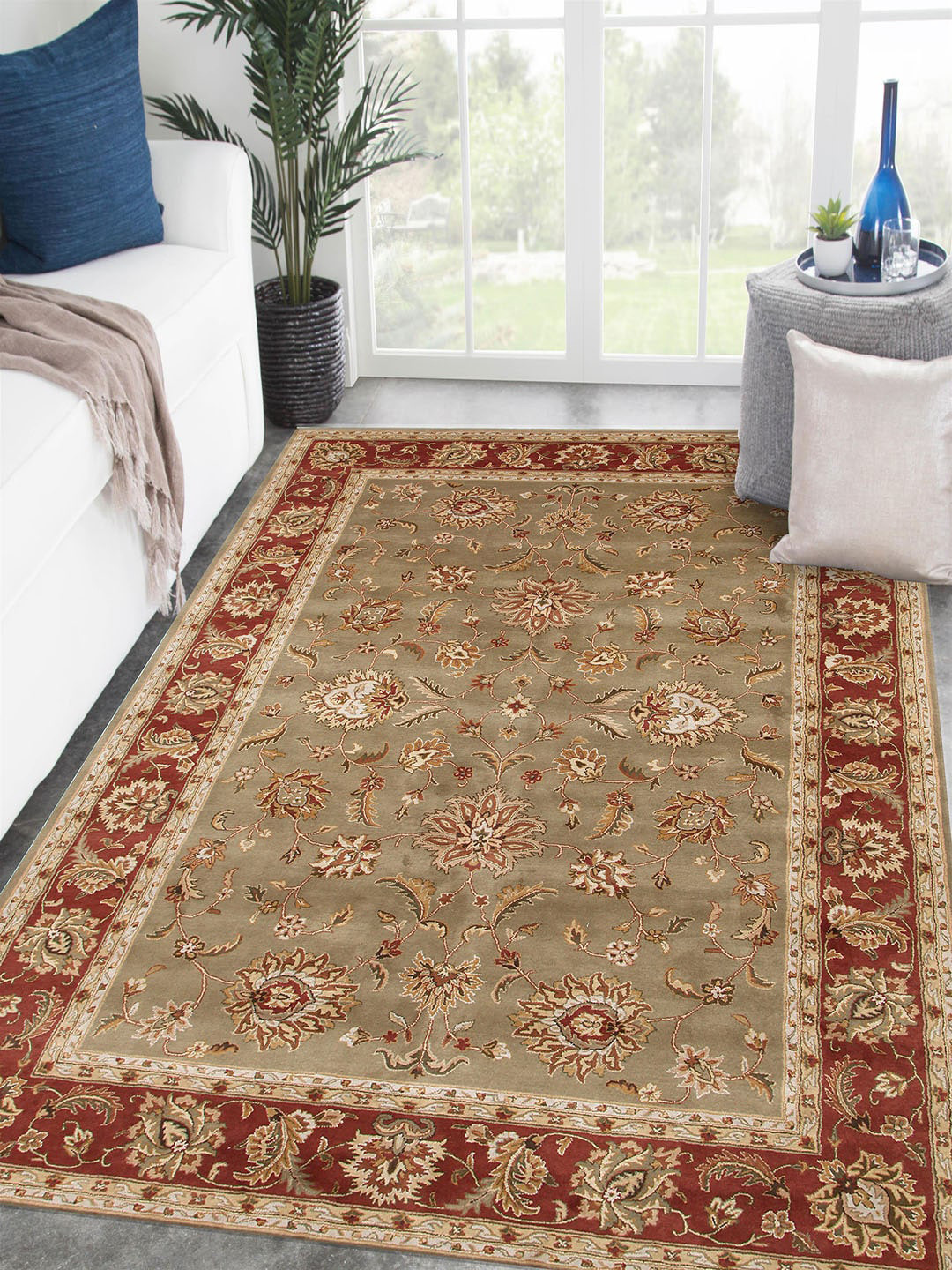 

Jaipur Rugs Red & Brown Ethnic Motifs Hand-Tufted Pure Wool Anti-Skid Carpet