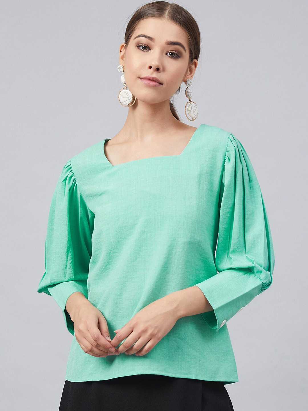 

Carlton London Women Green Solid Top