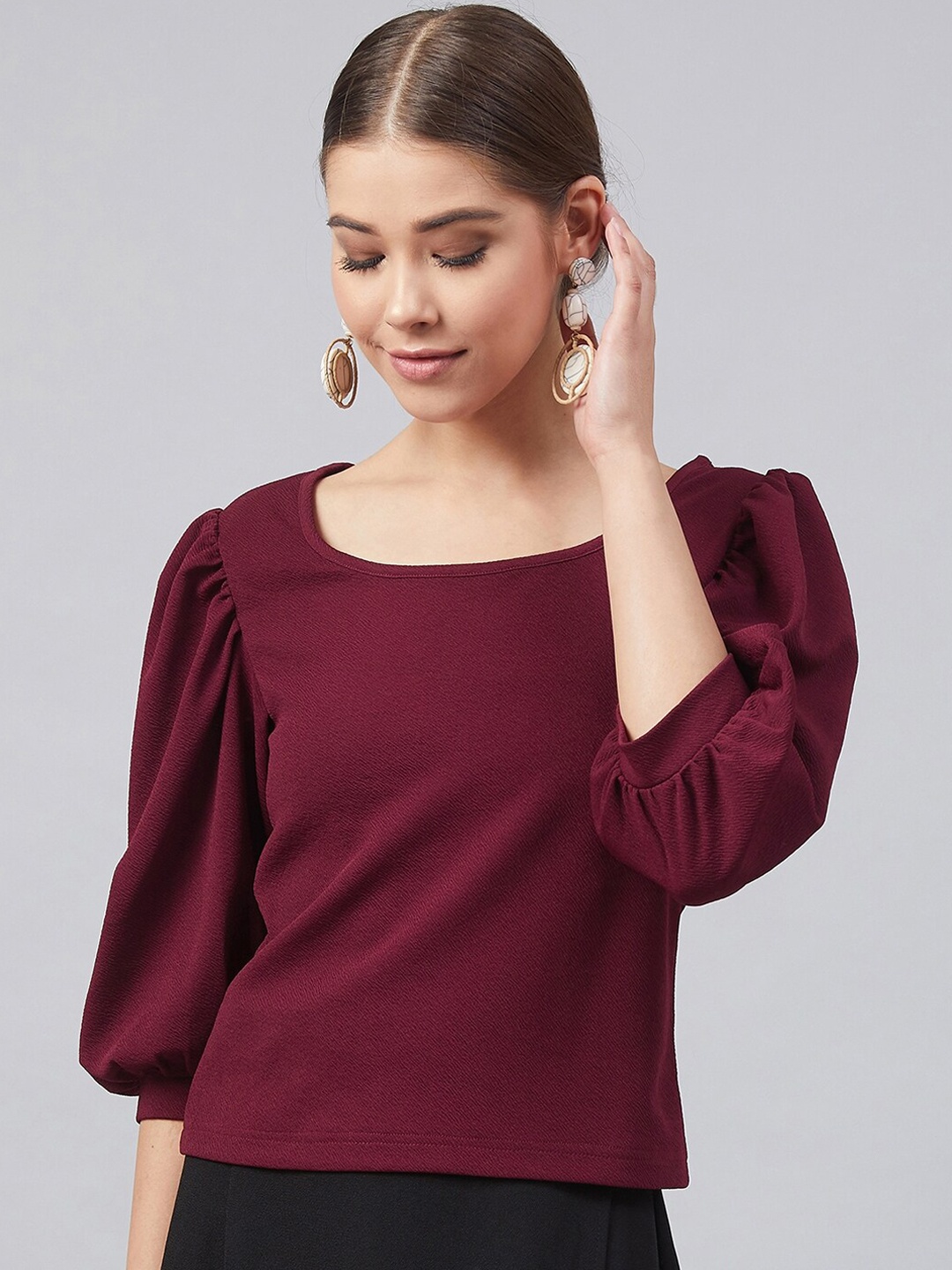 

Carlton London Women Maroon Solid Top