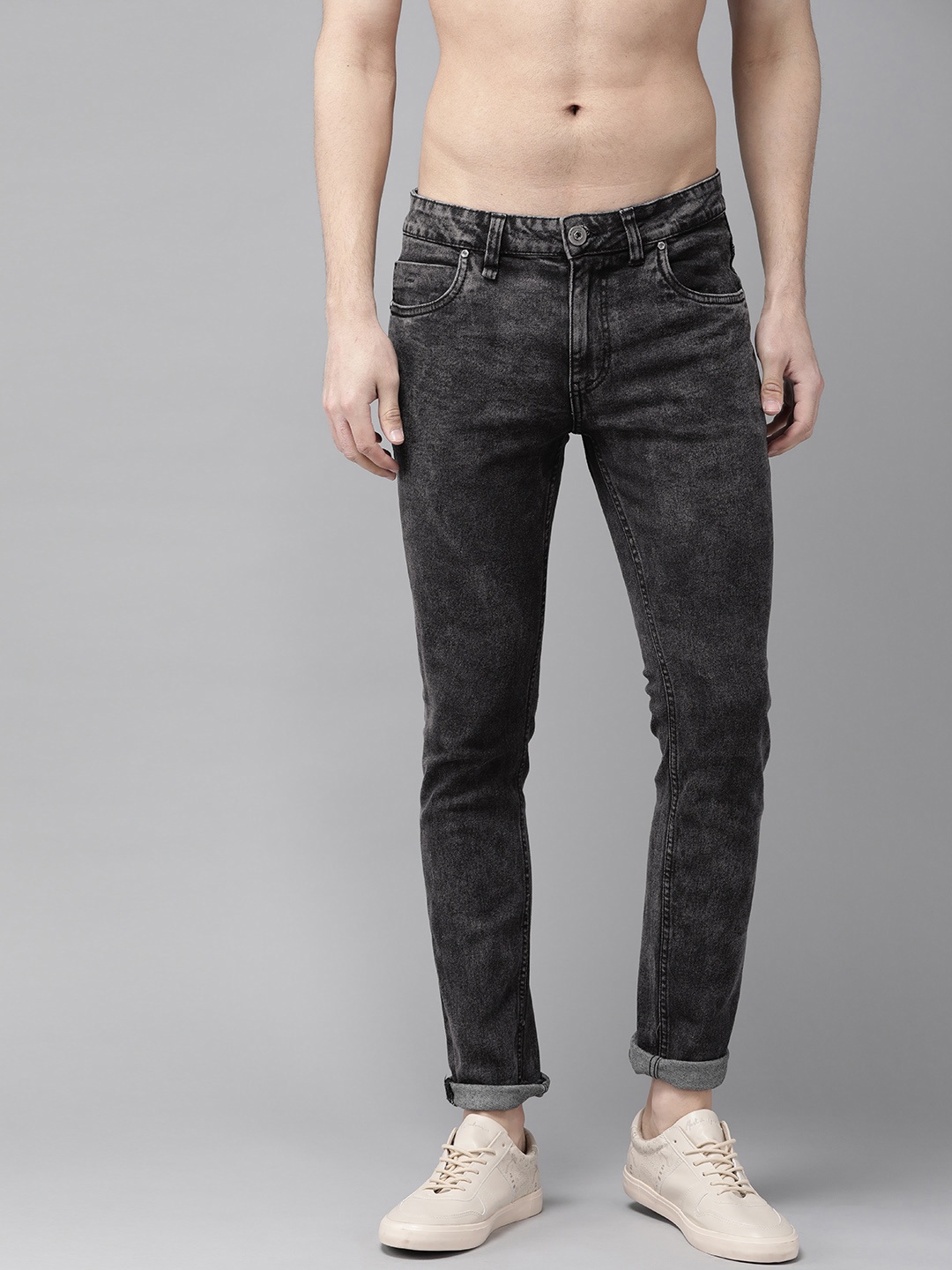 

Roadster Men Charcoal Grey Skinny Fit Mid-Rise Clean Look Stretchable Jeans